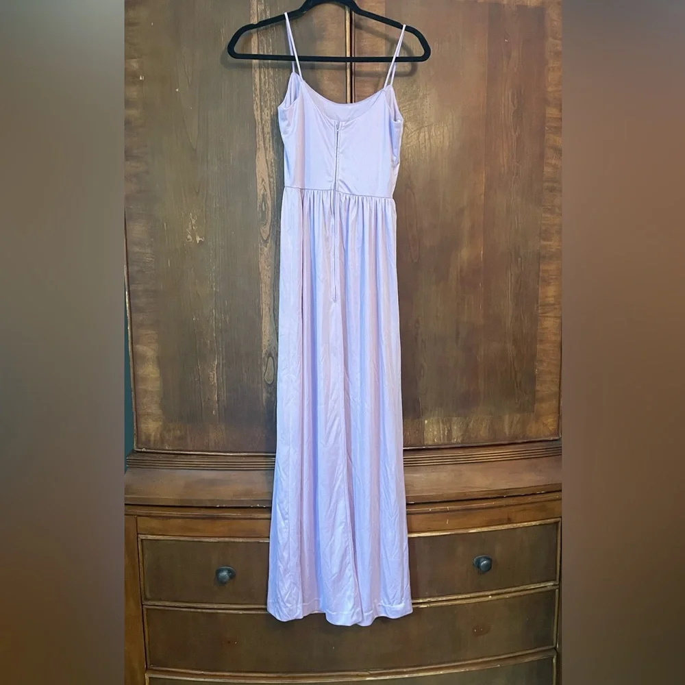 Vintage 70s pastel lavender dress with lace overshirt - Picture 7 of 10